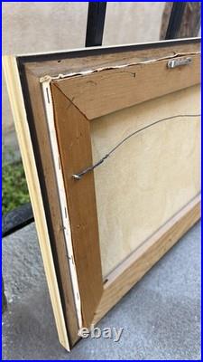 Vtg Original MCM Abstract Motion ArtHorse Painting Signed P. Lee Framed Wall Art