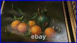 Vtg Original Oil Painting Framed Signed Still Life Oranges Salvatore Langella