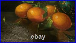 Vtg Original Oil Painting Framed Signed Still Life Oranges Salvatore Langella