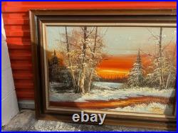 Vtg Original Signed G WHITMAN Landscape Oil Painting 44X33Read Description