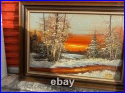 Vtg Original Signed G WHITMAN Landscape Oil Painting 44X33Read Description