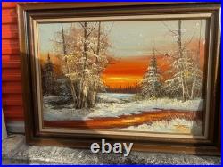 Vtg Original Signed G WHITMAN Landscape Oil Painting 44X33Read Description