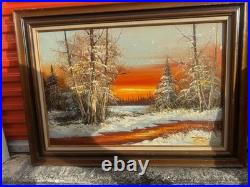Vtg Original Signed G WHITMAN Landscape Oil Painting 44X33Read Description