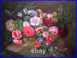 Vtg Original Still Life Floral Oil on Canvas Painting Signed