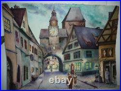 Vtg Original Watercolor Guido MIGIANO Newtown CT European Germany City Townscape