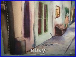 Vtg Original Watercolor Guido MIGIANO Newtown CT European Germany City Townscape