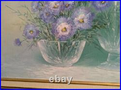 Vtg. Original floral oil painting in gold framed, signed Joseph