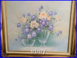 Vtg. Original floral oil painting in gold framed, signed Joseph