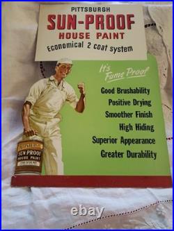 Vtg Pittsburgh Sun-Proof House Paint Counter Top Display Sign, Cardboard