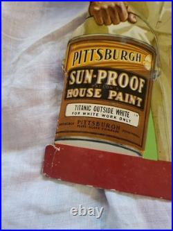Vtg Pittsburgh Sun-Proof House Paint Counter Top Display Sign, Cardboard