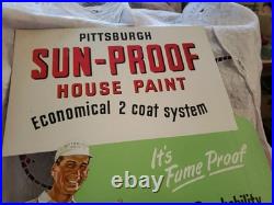 Vtg Pittsburgh Sun-Proof House Paint Counter Top Display Sign, Cardboard