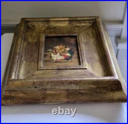 Vtg Robert Grace Painting Signed P. Clark 14x16 Roosters Barnyard Chickens