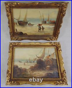 Vtg Ronald Cavalla Set 2 Seascape Original Untitled Signed Painting Art withFrames