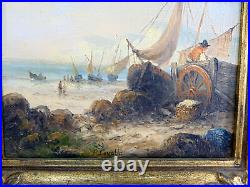 Vtg Ronald Cavalla Set 2 Seascape Original Untitled Signed Painting Art withFrames