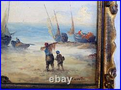 Vtg Ronald Cavalla Set 2 Seascape Original Untitled Signed Painting Art withFrames