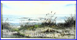 Vtg SEASCAPE Oil Canvas Painting Beach View Signed Antique 1972 Original FL 20C