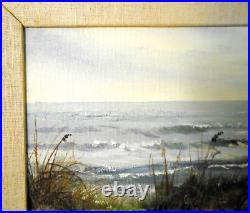 Vtg SEASCAPE Oil Canvas Painting Beach View Signed Antique 1972 Original FL 20C