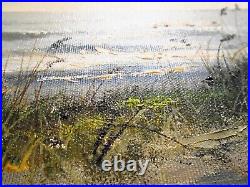 Vtg SEASCAPE Oil Canvas Painting Beach View Signed Antique 1972 Original FL 20C
