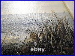 Vtg SEASCAPE Oil Canvas Painting Beach View Signed Antique 1972 Original FL 20C