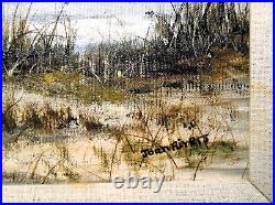 Vtg SEASCAPE Oil Painting on Canvas JOAN RIVERS Signed Beach Ocean Scene 24 x 16