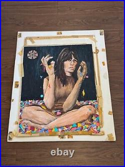 Vtg Sharon Niles Signed Oil on Canvas Board Painting Titled Broken Kaleidoscope