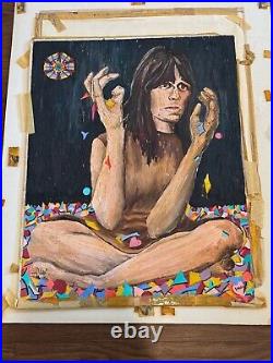 Vtg Sharon Niles Signed Oil on Canvas Board Painting Titled Broken Kaleidoscope