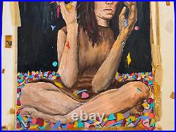 Vtg Sharon Niles Signed Oil on Canvas Board Painting Titled Broken Kaleidoscope