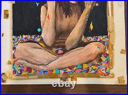 Vtg Sharon Niles Signed Oil on Canvas Board Painting Titled Broken Kaleidoscope
