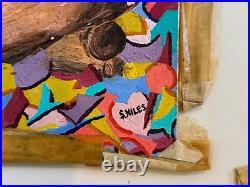 Vtg Sharon Niles Signed Oil on Canvas Board Painting Titled Broken Kaleidoscope