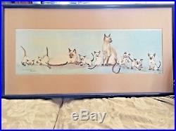 Vtg. Siamese Cat Family The Family Picture Watercolor Print By Joyce Stone 1980