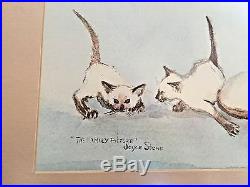 Vtg. Siamese Cat Family The Family Picture Watercolor Print By Joyce Stone 1980