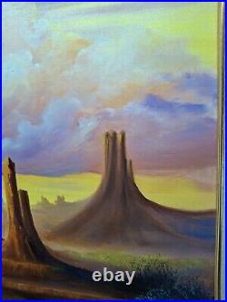 Vtg Signed 32x27 American Southwest Landscape Original Oil 0n Canvas Painting