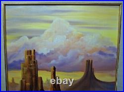 Vtg Signed 32x27 American Southwest Landscape Original Oil 0n Canvas Painting