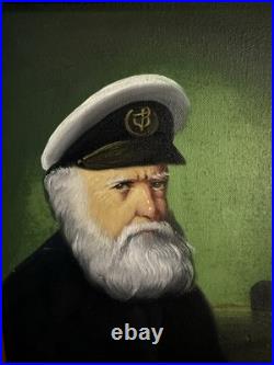 Vtg Signed David Pelbam Canvas Oil Painting Sea Captain 8x10 Wood Framed 14x16
