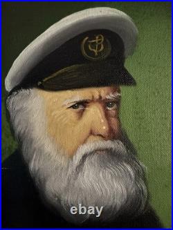 Vtg Signed David Pelbam Canvas Oil Painting Sea Captain 8x10 Wood Framed 14x16
