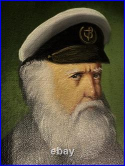 Vtg Signed David Pelbam Canvas Oil Painting Sea Captain 8x10 Wood Framed 14x16