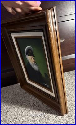 Vtg Signed David Pelbam Canvas Oil Painting Sea Captain 8x10 Wood Framed 14x16