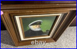 Vtg Signed David Pelbam Canvas Oil Painting Sea Captain 8x10 Wood Framed 14x16