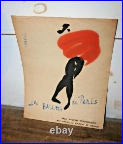 Vtg Signed Poster Playbil French LES BALLETS DE PARIS ART Painting Roland Petit