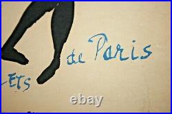 Vtg Signed Poster Playbil French LES BALLETS DE PARIS ART Painting Roland Petit
