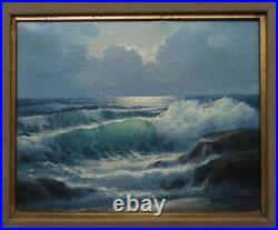 Vtg Signed WENDELL BROWN Berkeley California Artist Framed Seascape Oil Painting