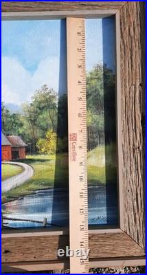 Vtg Tom Miller Signed Oil Painting Sugarcreek Ohio Amish Swiss Mural Original