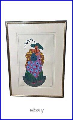Vtg Van Eno Original Acrylic Painting Titled Clever Max Fashion Pencil Signed