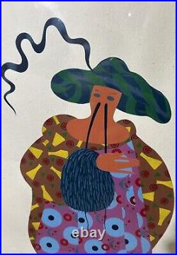 Vtg Van Eno Original Acrylic Painting Titled Clever Max Fashion Pencil Signed