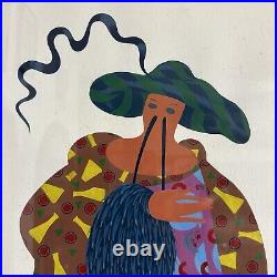 Vtg Van Eno Original Acrylic Painting Titled Clever Max Fashion Pencil Signed