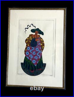 Vtg Van Eno Original Acrylic Painting Titled Clever Max Fashion Pencil Signed