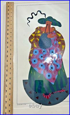 Vtg Van Eno Original Acrylic Painting Titled Clever Max Fashion Pencil Signed