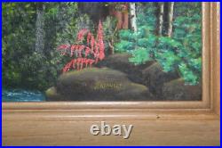 Vtg Wilderness Oil Painting Signed Wildlife Artist J E Kennedy Rocky Mountains