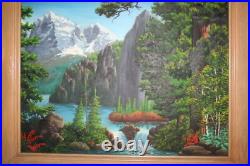 Vtg Wilderness Oil Painting Signed Wildlife Artist J E Kennedy Rocky Mountains