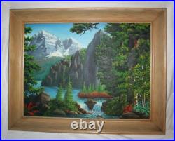 Vtg Wilderness Oil Painting Signed Wildlife Artist J E Kennedy Rocky Mountains